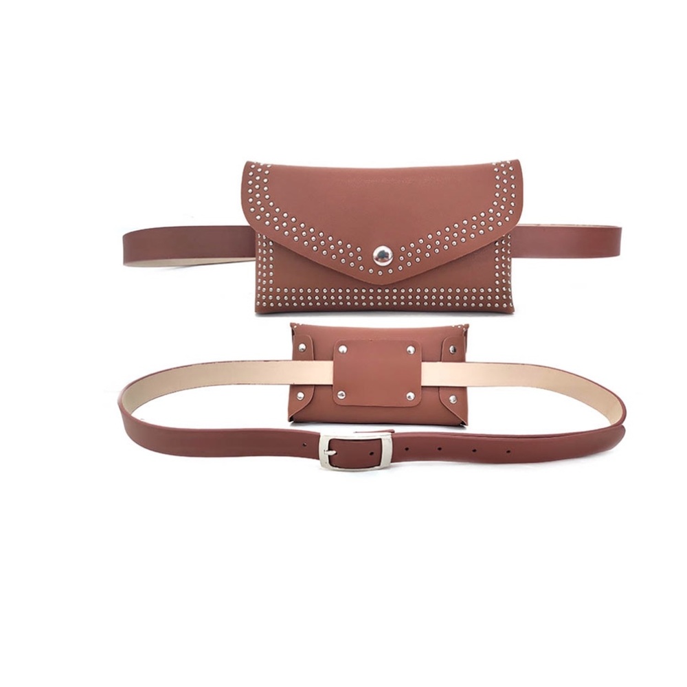 🔵 80% off 🔵 Brown Studded Purse - Belt Bag Fanny Pack Bum Bag
